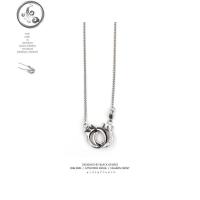 原创潮牌复古凹刻信仰字母古银手铐男女项链情侣毛衣链 JiMi