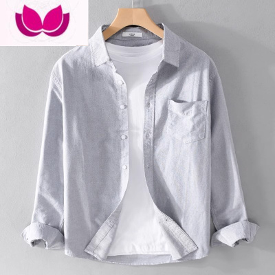 七斓捡漏夏季工装衬衫男长袖复古风牛津纺痞帅宽松衬衣外套潮