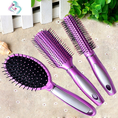 美发气垫气囊按摩梳子套装圆筒内扣卷发梳滚梳长发你那么美马卡龙卷发梳白蓝-美发梳