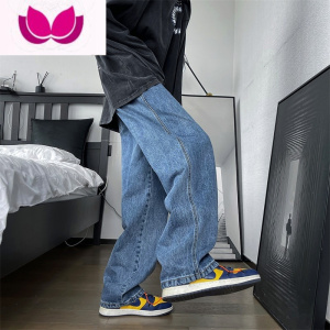 七斓vibe国潮裤子美式街头hiphop滑板高街潮牌牛仔裤男宽松直筒阔腿裤