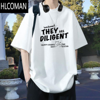 HLCOMAN白色短袖t恤男士夏季美式宽松学生情侣款半袖ins上衣