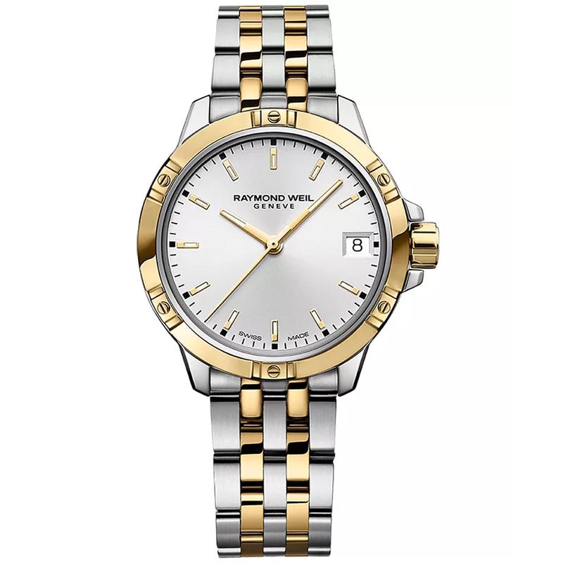 Raymond weil/雷蒙威女士石英腕表mm白盘日历防水米PVD镀层不锈钢