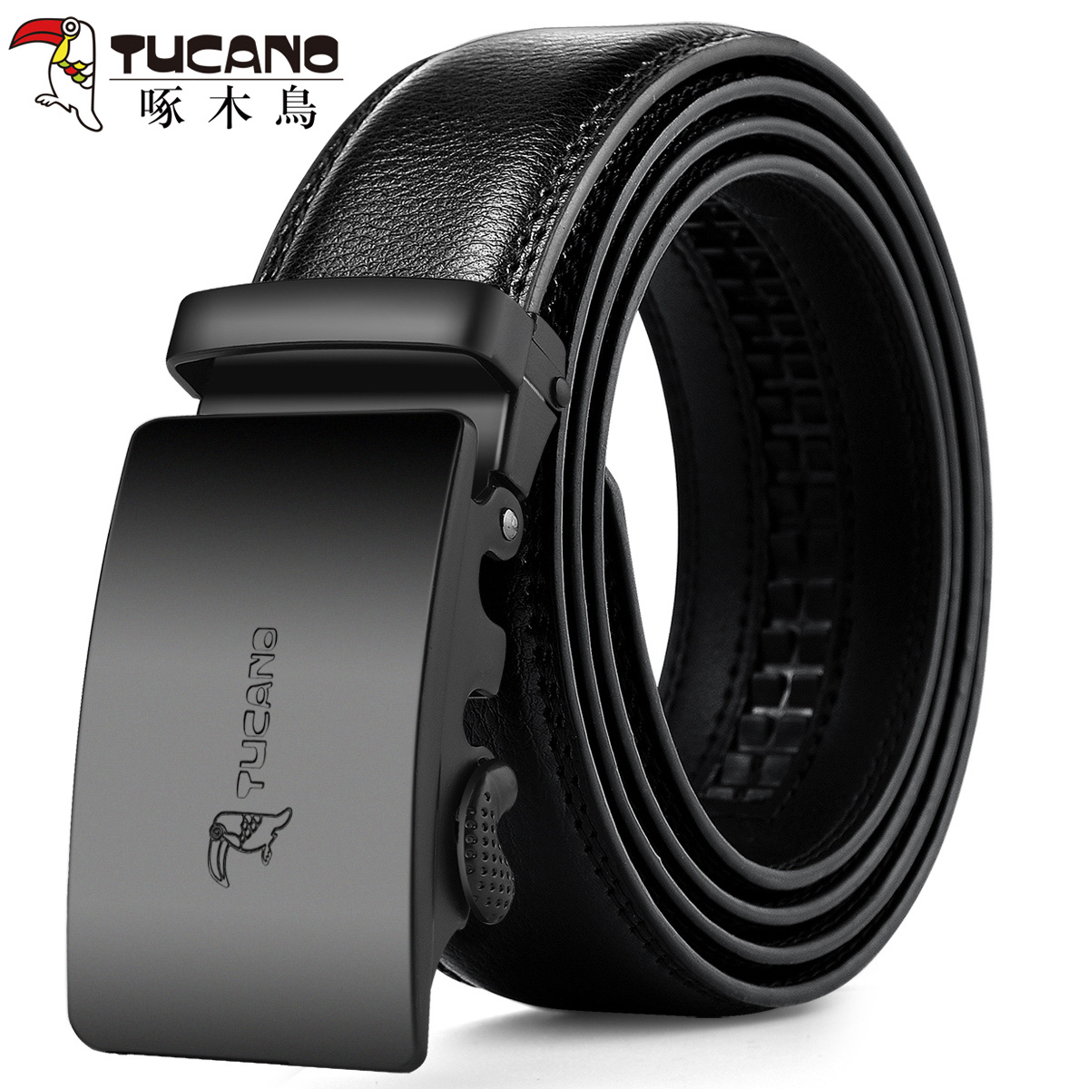 啄木鸟正品皮带男简约真皮自动扣纯牛皮腰带高档百搭年轻人裤带潮