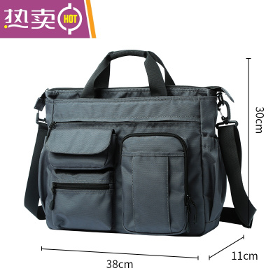 NEWLAKE单肩斜跨包多功能通勤公文包潮流大容量休闲商务手提包电脑背包男斜挎包男