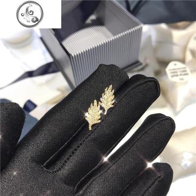 apm pure金色羽毛设计感耳环女 精致耳钉 时尚耳坠耳饰银饰 jimi