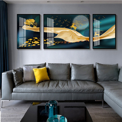 甄懿居上（ZYJS）装饰画壁画客厅装饰挂画餐厅沙发背景墙壁装饰油画现代简约轻奢风格中间40*30cm左右20*30cm