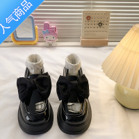 SUNTEK英伦风小皮鞋女春秋2023新款蝴蝶结厚底高跟一脚蹬日系jk玛丽珍鞋