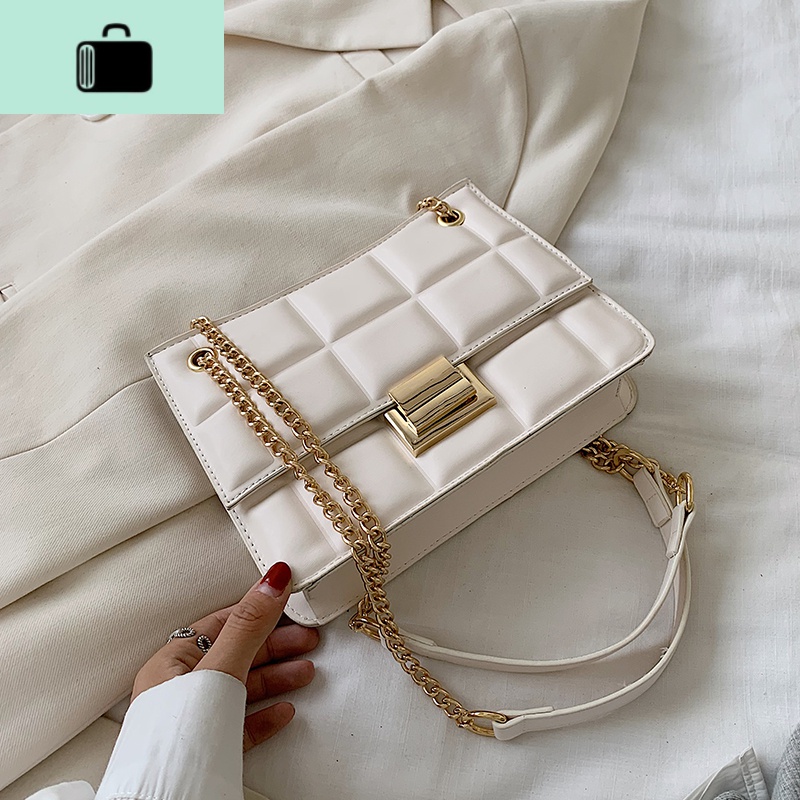洋气小包包2020夏季新款潮时尚网红链条包韩版格子女士百搭斜挎包NEW LAKE女斜挎包