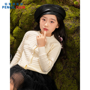 [1件3折]铅笔俱乐部童装2025秋装新款女童外套中大童小香风针织衫儿童秀气开衫