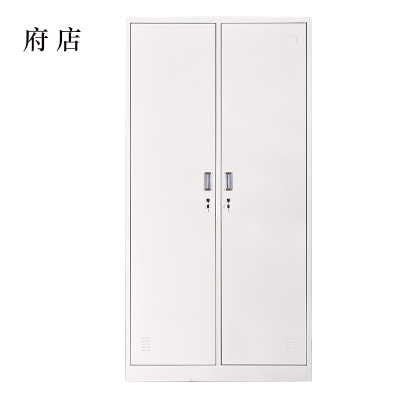 府店加厚二门钢制更衣柜员工柜铁皮职工储物柜带锁存包柜鞋柜
