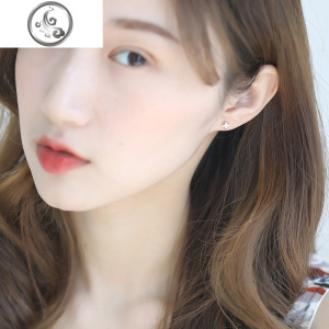 银饰迷你耳钉女纯银小简约小巧耳骨钉女纯银耳饰女精致 JiMi 一对