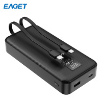 忆捷(EAGET)移动电源EQ202 22.5W自带双线智能数显20000毫安快充多接口便携式 黑色