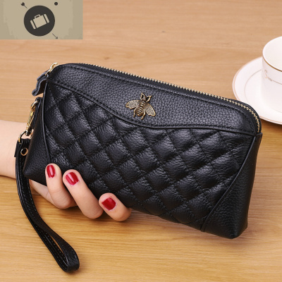 头层牛皮手拿包女真皮2020新款简约软皮妈妈手机零钱包长款小手包艾狄伊娃女手包