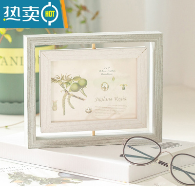 敬平北欧旋转相框摆台双面6寸7寸ins风创意情侣生日礼物简约可洗照片 浅灰色 7寸