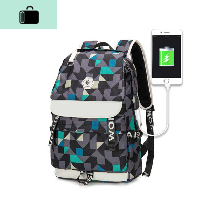 男士双肩包韩版原宿ulzzang大学生背包男时尚潮流ins初中学生书包NEW LAKE 银色格子小号