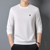 秋新款长袖T恤男士圆领打底衫纯色潮流薄款韩版时尚百搭上衣_1