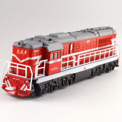 仿真1:87火车模型合金玩具火车声光儿童玩具车蒸汽机车东风火车红色（不含轨道）