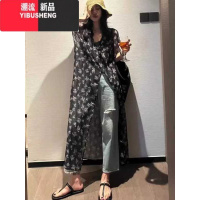 YIBUSHENG韩版复古中长款连衣裙女防晒宽松百搭开叉碎花裙季洋气别致上衣
