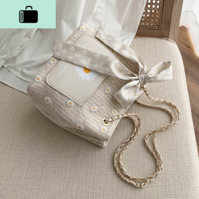 大容量编织斜挎包女2020新款ins洋气单肩包春夏季小清新水桶包潮NEW LAKE女斜挎包