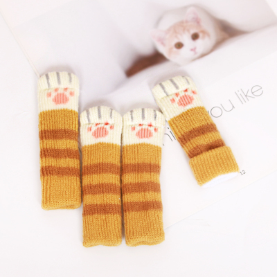 乐逸仕(LEYISHI)桌脚保护套凳子腿套餐桌腿耐磨脚套-姜黄色猫脚-猫脚套24只