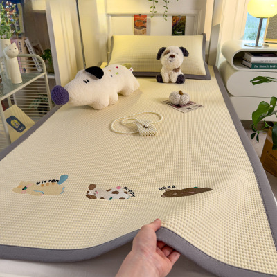 新款华夫格冰丝凉席床笠单件凉感床垫保护罩卡通床罩床单套