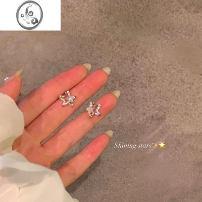 JiMi超闪星星锆石耳钉女气质小众设计高级感耳环耳饰无耳洞蚊香盘耳夹