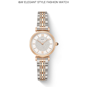 瑞士爱沃驰I&W CARNIVAL星月系列手表石英表 女士简约气质镶钻女表防水满天星手表玫瑰金品牌腕表547L