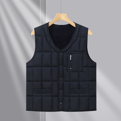 秋冬新款中老年加绒棉背心短款爸爸装大码马夹男士棉马甲加厚
