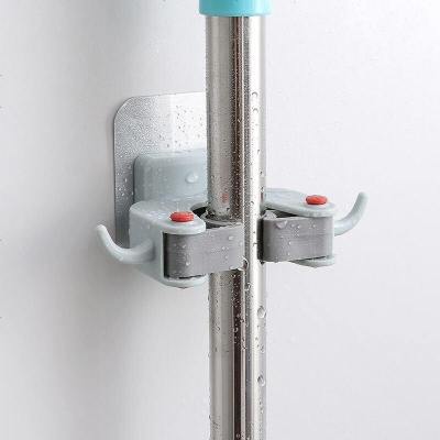 定制拖把挂钩免打孔扫把卡座扣卫生间壁挂架粘钩强力承重无痕钉拖布夹颜色随机(1个)