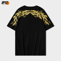 麦穗绣花国潮花卉刺绣短袖潮牌ins时尚男士T恤夏季体桖衣服宽松