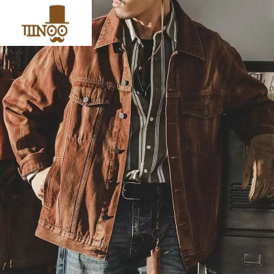 YANXU美式复古牛仔外套男款宽松潮牌2023新款痞帅潮流帅气工装夹克