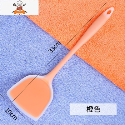 硅胶汤勺 可高温家用大号盛汤汤勺长柄炒菜大勺子锅铲不粘锅专用 敬平 橙色菜铲