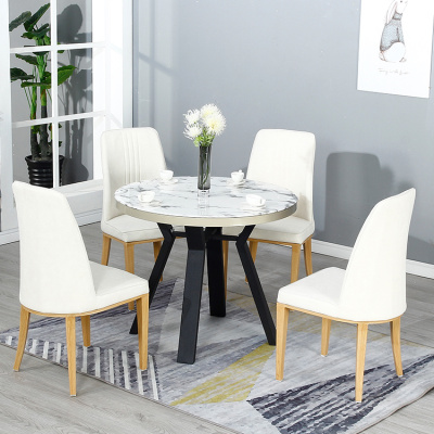 小圆桌现代休闲简约轻奢钢化玻璃客厅北欧玻钢石洽谈餐桌椅子组合_1
