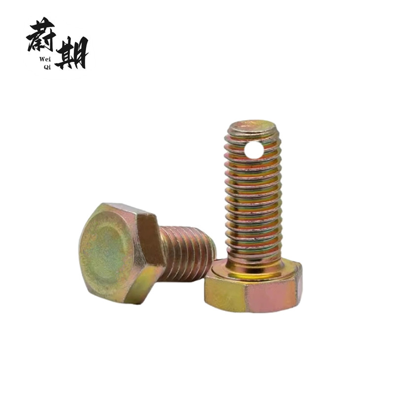 蔚期 彩锌GB31.1六角头螺杆带孔螺栓 M10*65 个