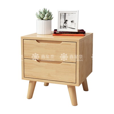 鑫星奈XXN4030702 实木床头柜简约床边柜子收纳柜储物柜 斜脚双抽款