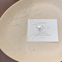 s925纯银爱心抽拉项链女高级感轻奢长款毛衣链复古重工配饰潮送女朋友老婆情人节七夕生日礼物