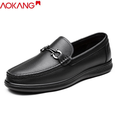 奥康男豆豆鞋男春秋季舒适休闲皮鞋男低帮潮流一脚蹬懒人鞋