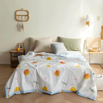 美帮汇纯全棉空调被全棉夏季可水洗夏被盖被夏凉被晴空蜜柚