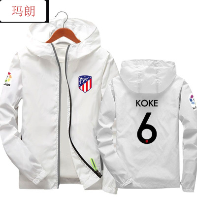 珂卡慕(KEKAMU)马竞队服菲利克斯连帽夹克马德里竞技足球运动薄款外套6号白色S