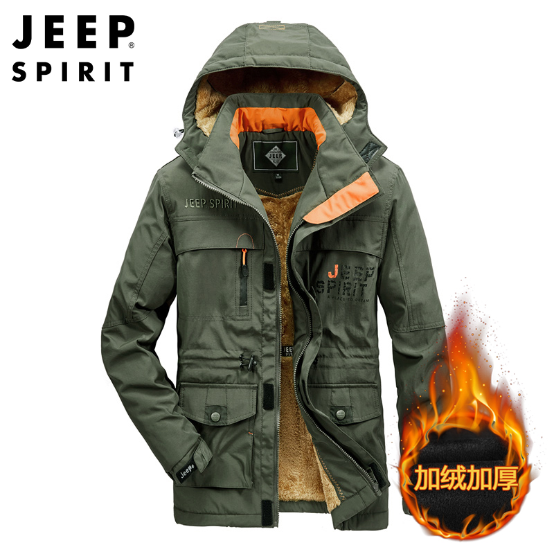 JEEP吉普SPIRIT男士棉衣速干加厚保暖棉服工装军旅款外套加绒中青年休闲棉袄衣服