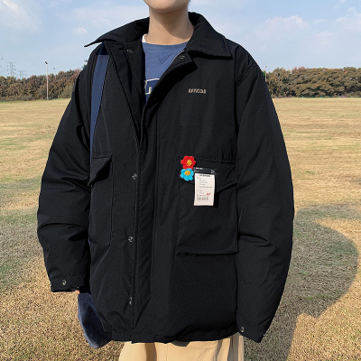 NEWLAKE日系大码蓝色棉衣男冬季外套无帽工装小清新宽松加厚保暖棉服袄子棉衣