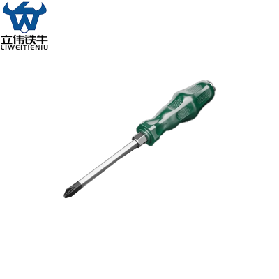 立伟铁牛绿胶炳螺丝刀6*100十字敲击型/把