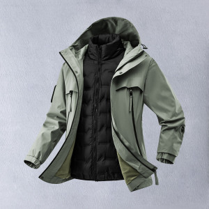 2025年秋冬季男款三合一两件套保暖羽绒服羽绒内胆蓬松御寒