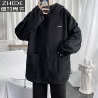 SUNTEK春秋男士开衫连帽夹克男韩版潮流棒球服宽松休闲卫衣春装上衣外套夹克