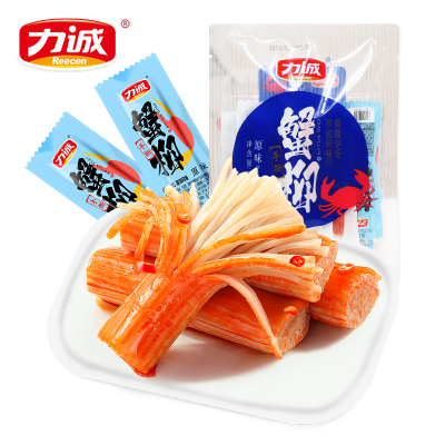 力诚手撕蟹柳105g-蟹肉棒海味即食休闲零食蟹味棒火锅料网红小吃/小支