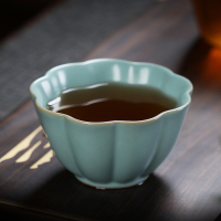 MULTIPOTENT汝窑开片可养主人杯品茗杯荷瓣杯精美伴手礼盒装