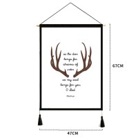 家柏饰(CORATED)挂布 背景布风客厅装饰挂画民宿宿舍卧室床头北欧墙布挂毯 英文鹿头 宽47cm*高67cm