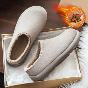 冬季新款勃肯鞋时尚男鞋户外保暖防寒一脚蹬加绒厚底舒适棉鞋