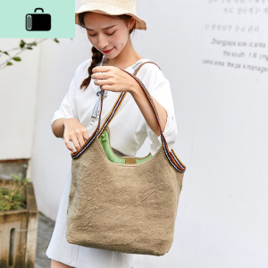 棉麻帆布包女单肩厚帆布袋慵懒风文艺复古森系日系大容量手提包NEW LAKE