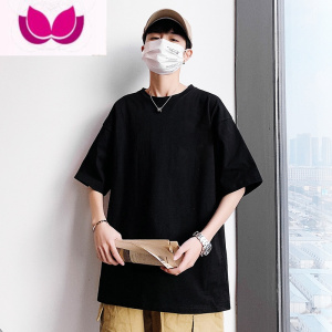 七斓夏季纯色短袖T恤男士潮牌半袖宽松体恤港风百搭ins潮男生衣服